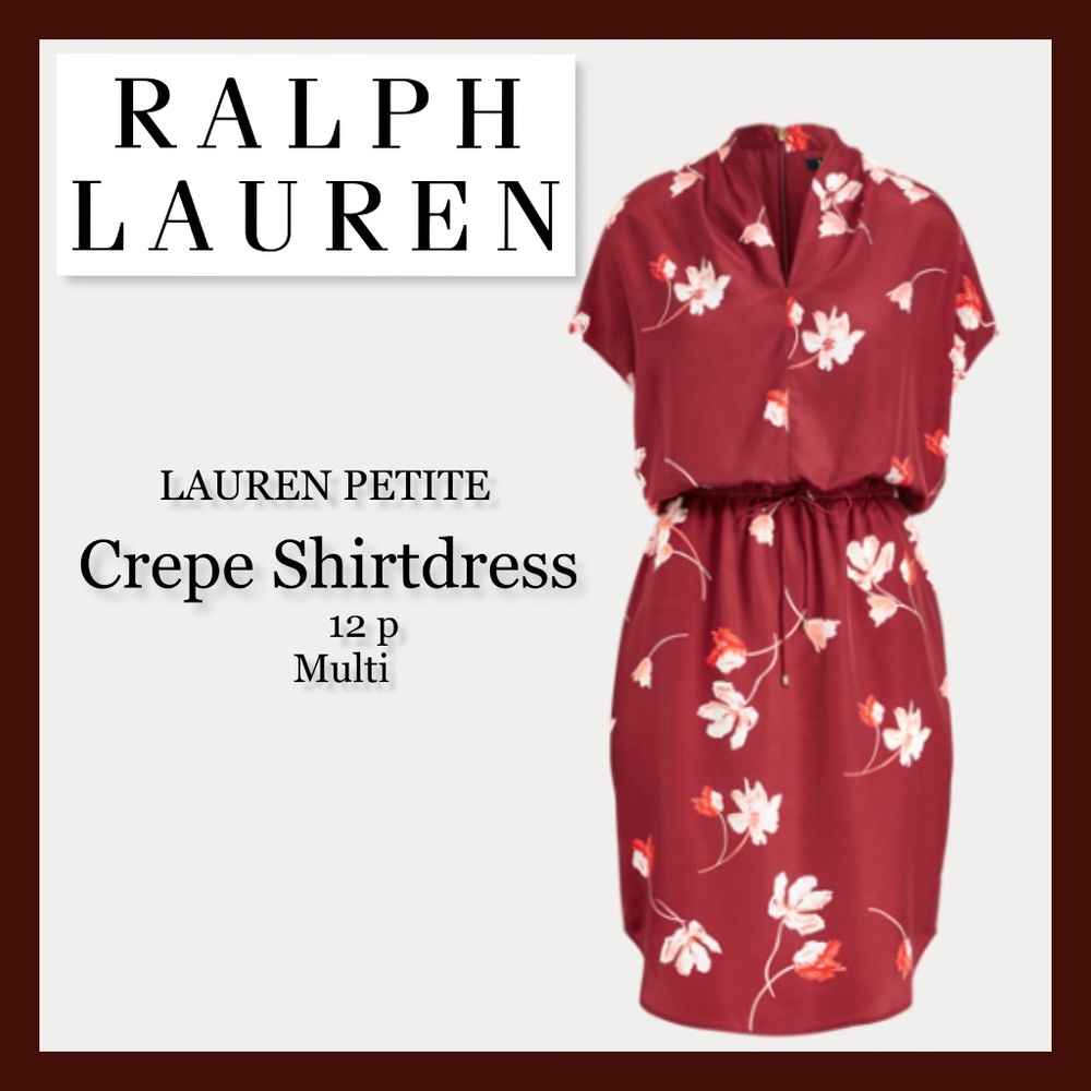 NWT Ralph Lauren Petite Crepe Shirtdress